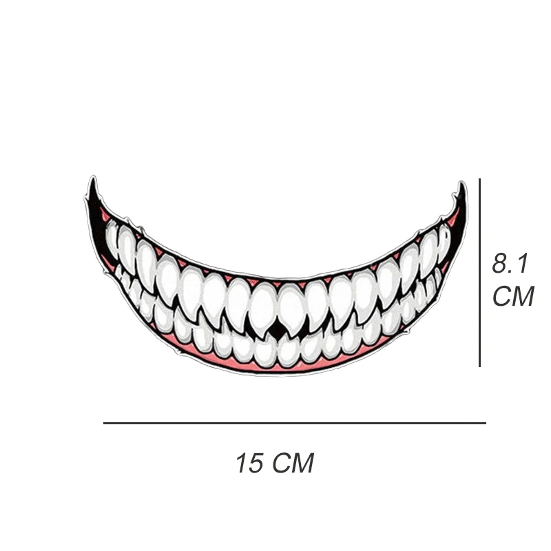 Reflective Stickers Motorcycle Stickers Evil Smile Large Mouth Decals for Helmet Car Vehicle Accessories Decorate DIY