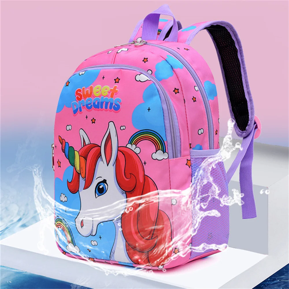 Cartoon Unicorn SchoolBags Fashion Cartoon Printed Nylon Waterproof Large Zipper School Bag Children Girls Princess Backpacks