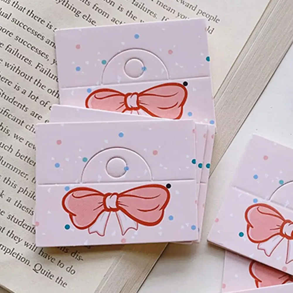 50pcs/lot 6.4x4cm Foldable Packaging Paper Cards Heart Pattern Cards for Handmade Jewelry Retail Hang Tag Pink Bow Display Label