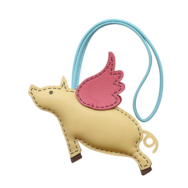 

H Series High-end Luxury Bag Pendant Car Keychain Pendant Little Flying Pig Genuine Leather Master Hand-sewn Luxury Gift
