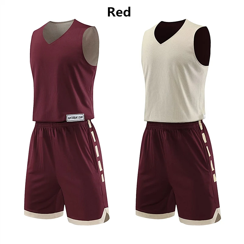 Double-sided Basketball Jerseys Suit for Men Women Quick-drying Basketball Training Uniform Sets Sleeveless Sports Clothes