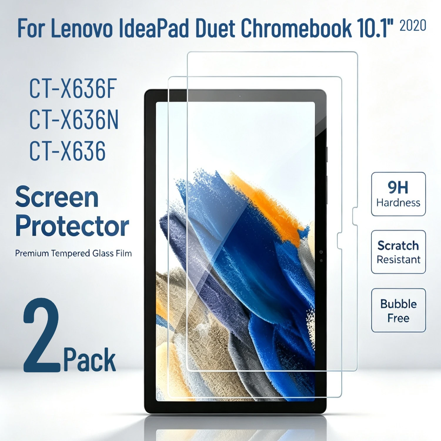 2 Packs Glass Protectors for Lenovo IdeaPad Duet Chromebook 10.1