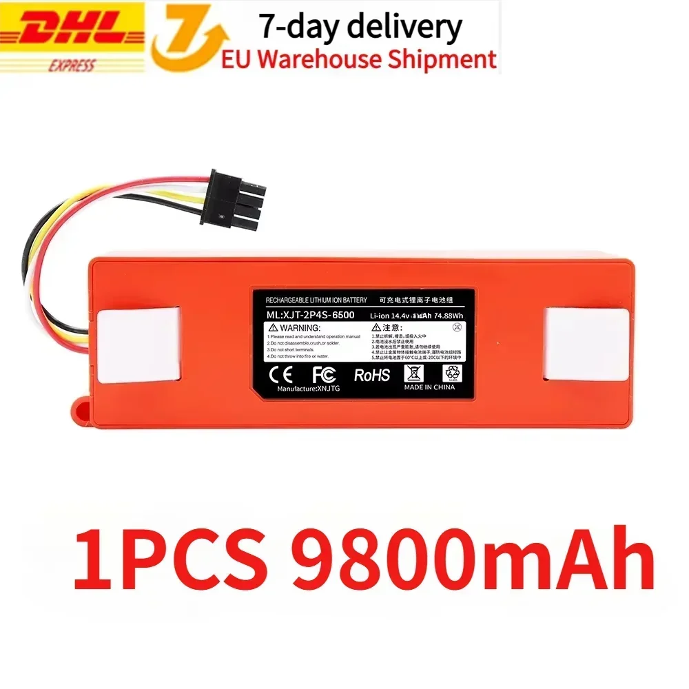 Vervangende batterij voor Xiaomi Roborock, robotstofzuiger, S50,S51, S60, S65, S50, S55, S5 MAX, S6 onderdelen, 14,4V, 12800mAh