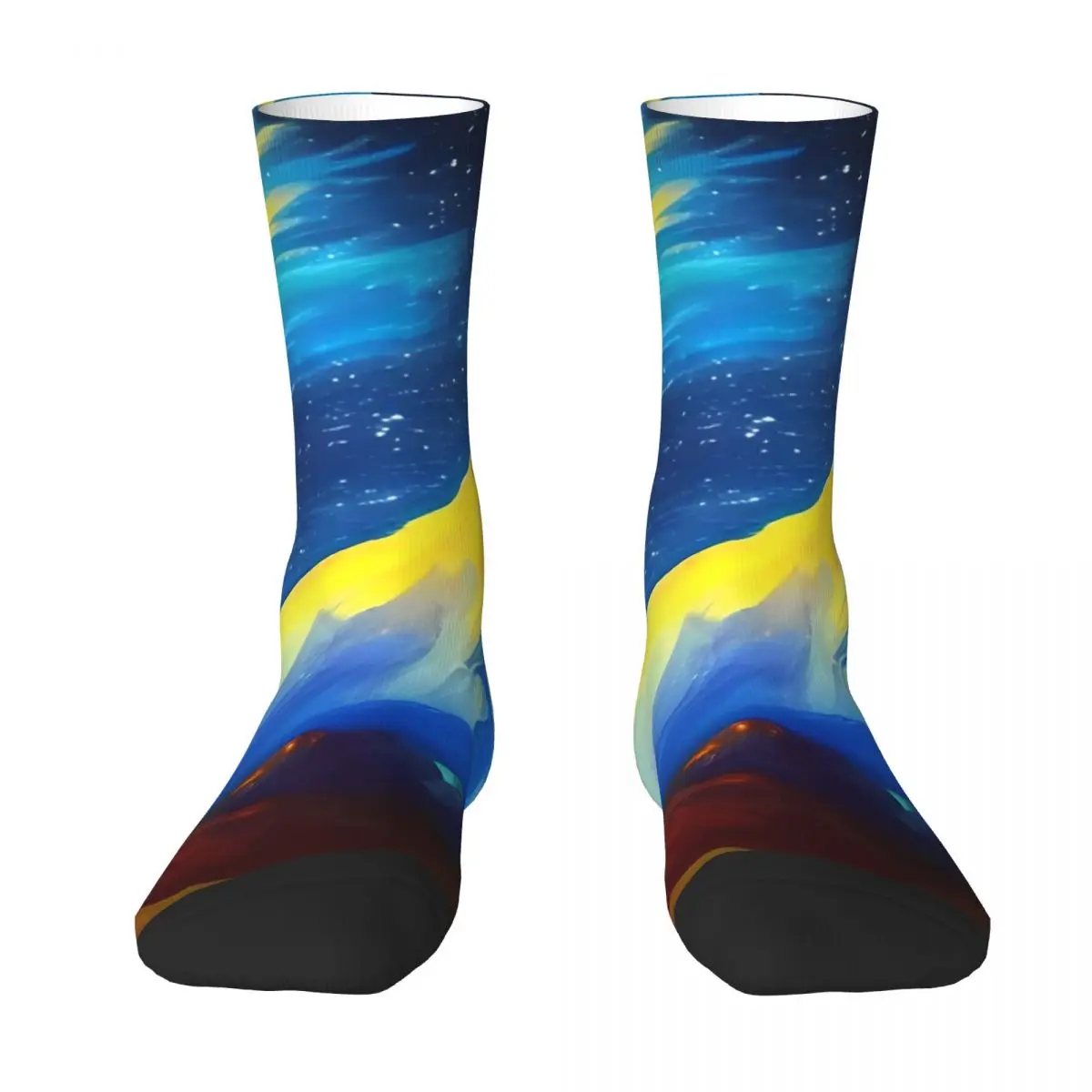 Starry Night Mountain Art Stockings Ladies Spiritual Starry Art Socks Warm Soft Casual Socks Cycling Non Skid Design Socks Gift