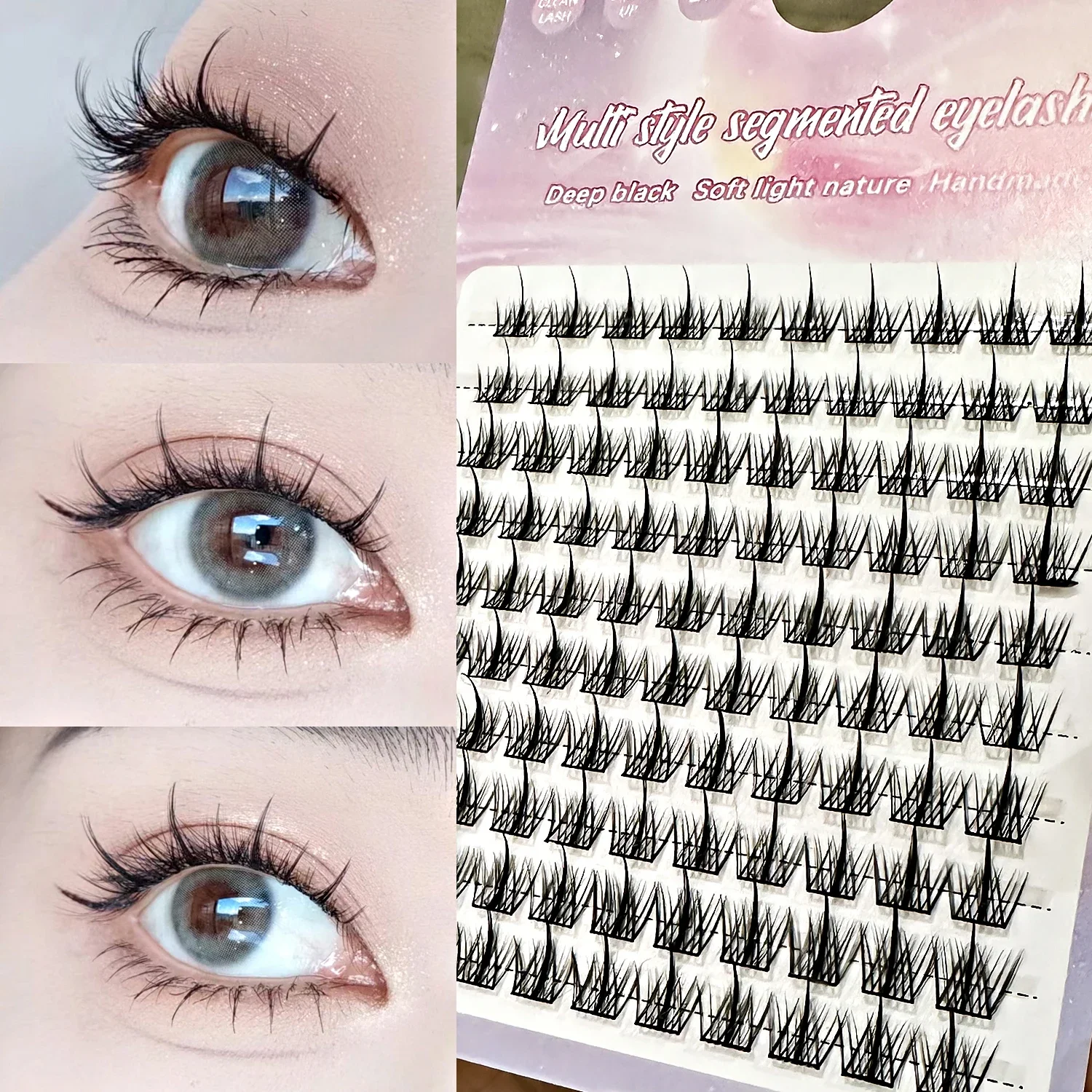 

10 Rows Manga Lashes Artificial Eyelashes Large Capacity Korean Makeup Natural Strands Eyelash Book Cosplay DIY Lash Clusters