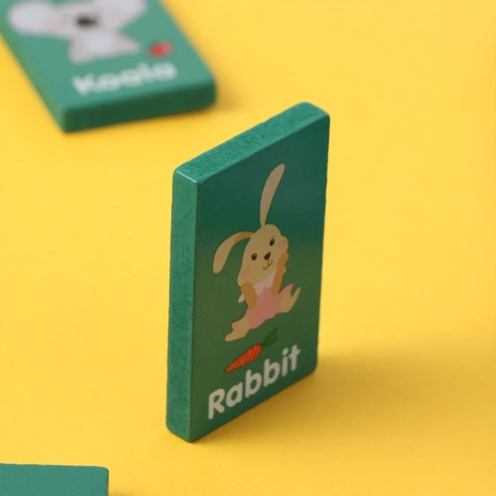 Wooden Memory Solitaire Matching Mahjong Game Early Educational Flip To Win Family Board Game Interactive Fruit Animal