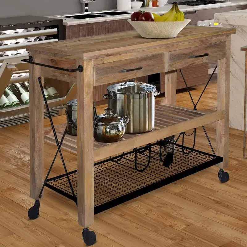 H Nordic Kitchen Zhongdao Table Movable Multi-Functional Household Open Solid Wood Sideboard