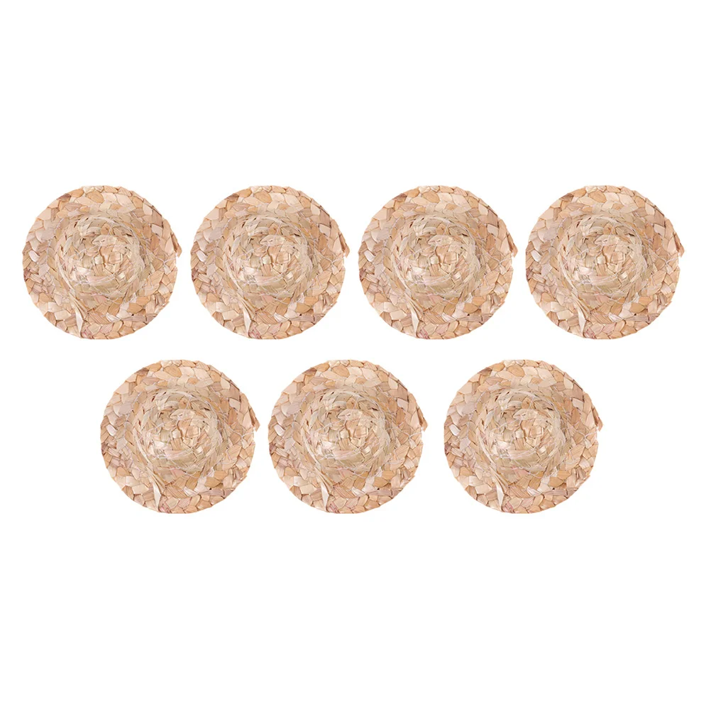 

10Pcs Mini Straw Hats for 20Cm Handmade Woven Small Craft Hats Decorative Party Supplies Kids DIY Projects Handcraft