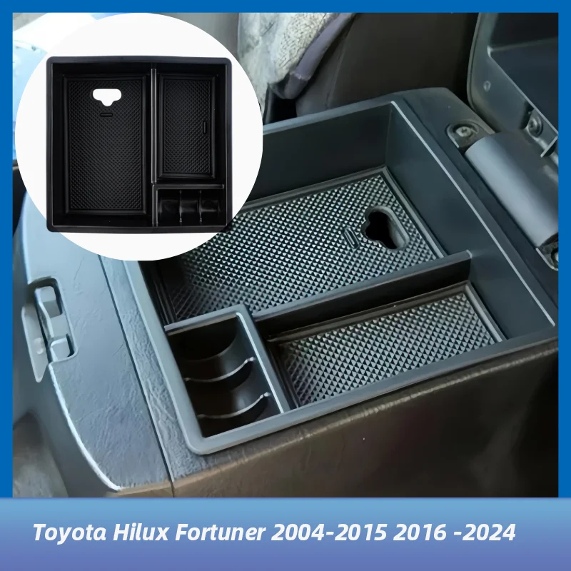 

ABS Central Armrest Organizer Storage Box for Toyota Fortuner Hilux 2004-2015 2016-2024 Car Container Pallet Center Console