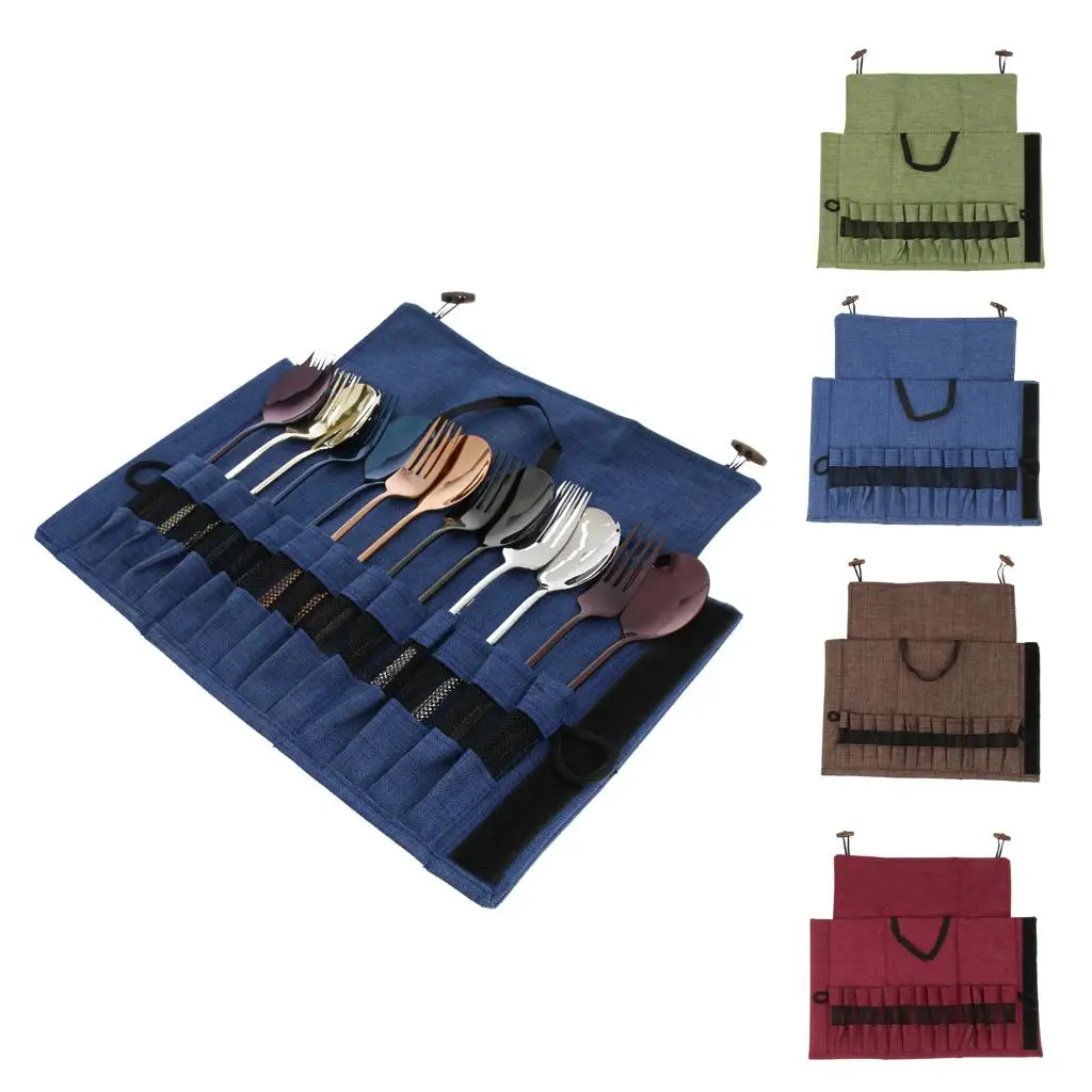 Foldable Flatware Chopsticks Fork Spoon Organizer Tote Box Case for Camping Plastic Picnic Tableware Set view 4