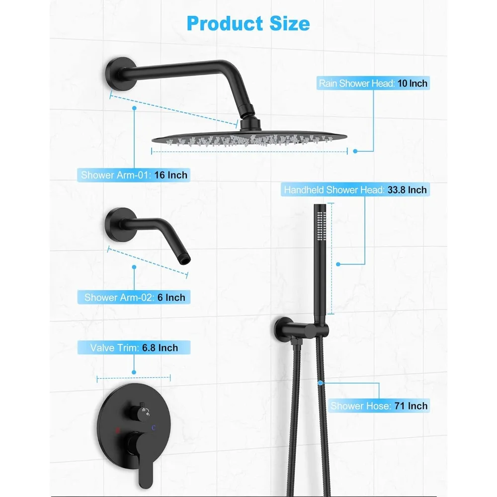 Set di rubinetti per doccia in metallo-sistema di doccia con soffione a pioggia con combinazione completa portatile ad alta pressione e Kit di rivestimento della valvola del miscelatore