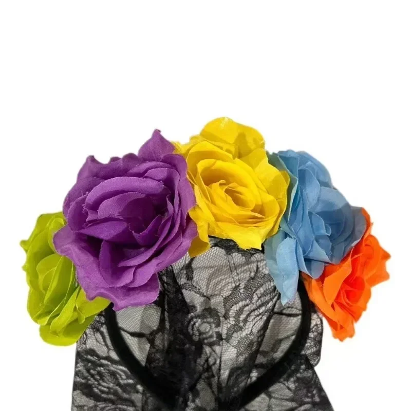 2025年ハロウィン1 Uds ベロ ネグレ ローザ フロール ディアデマ ディスファズ コスプレ ボダ ローザ メキシカーナ コロナ ディアデマ ディア デ ロス ムエ フィエスタ