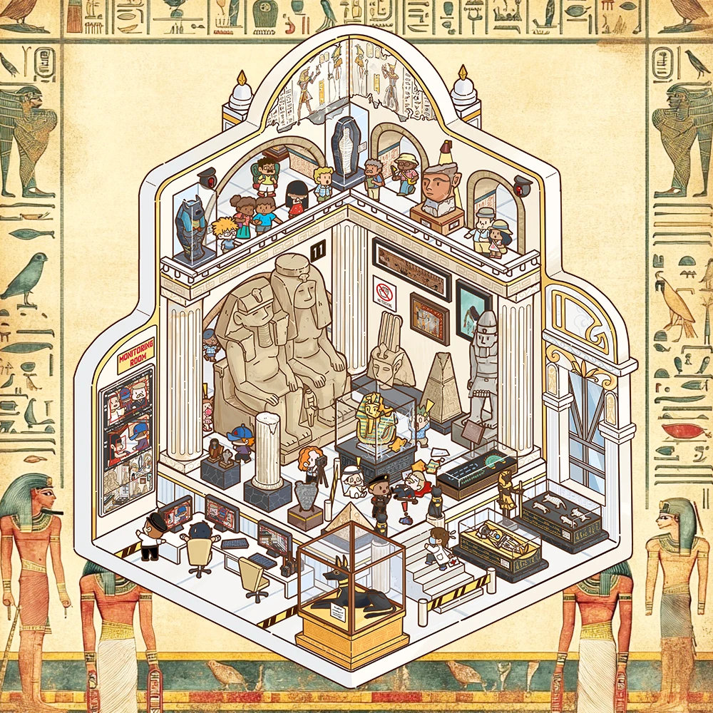 1Set DIY 3D Pharaoh's Curse Miniature Stickers Scene Pharaoh Museum Game Stickers Ledger Decorative Relief Stress Pass The Time