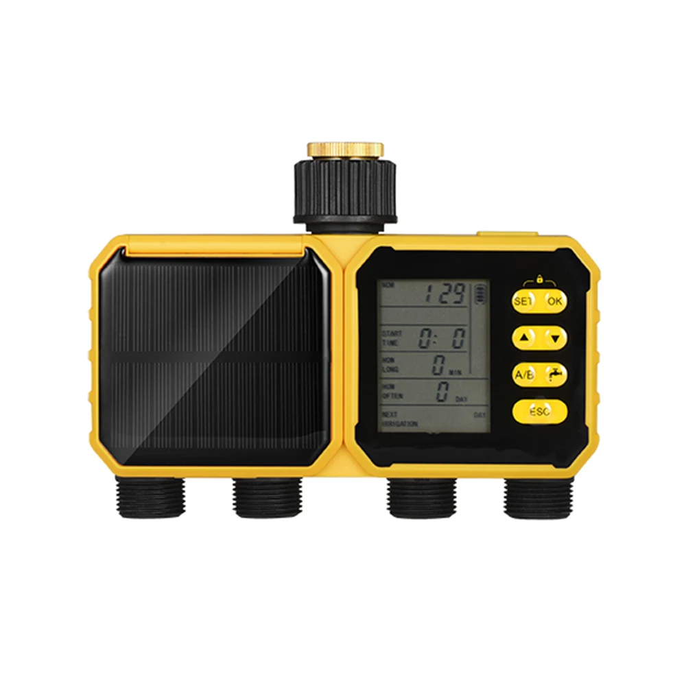 Solar LCD 4 Outlets ABS Material Water Garden Irrigation Automatic Watering Device Controller SBT203