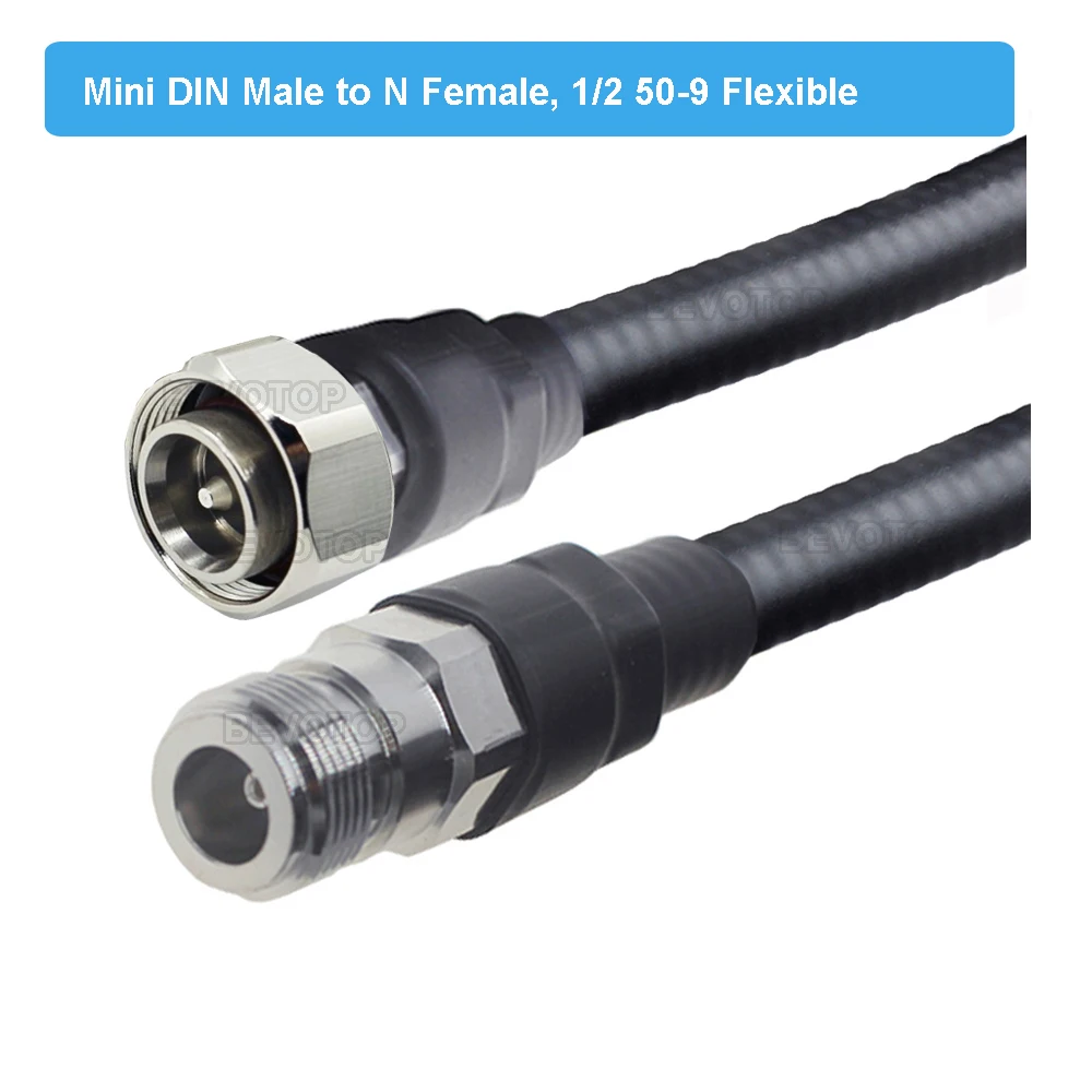 4.3-10 Mini DIN Male to N Female Connector 1/2 50-9 Feeder Line  Super Flexible RF Coaxial Pigtail Cable Extension Cord Jumper