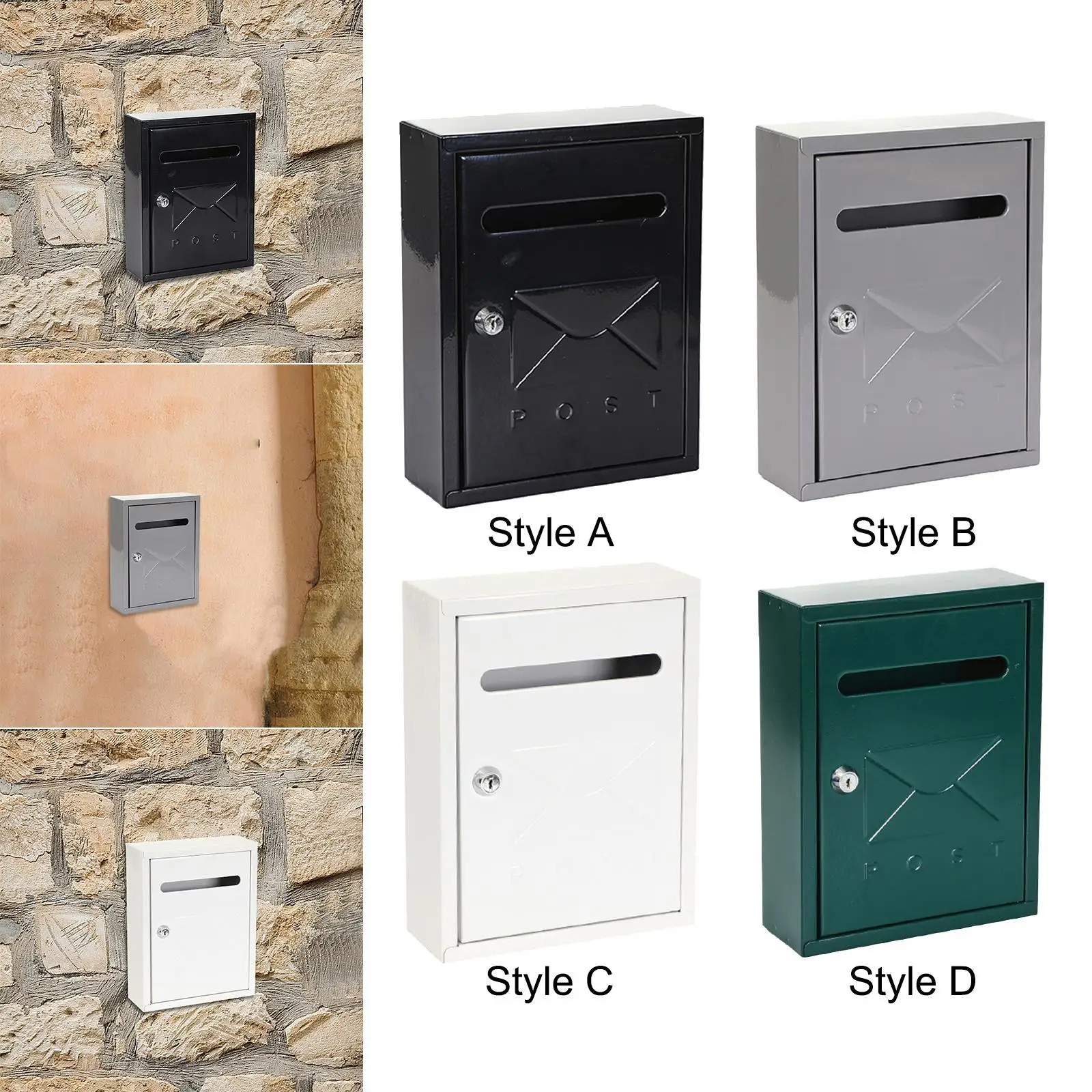 Wall Mounted Locking Drop Box Mailbox 7.8x3x10inch Multipurpose