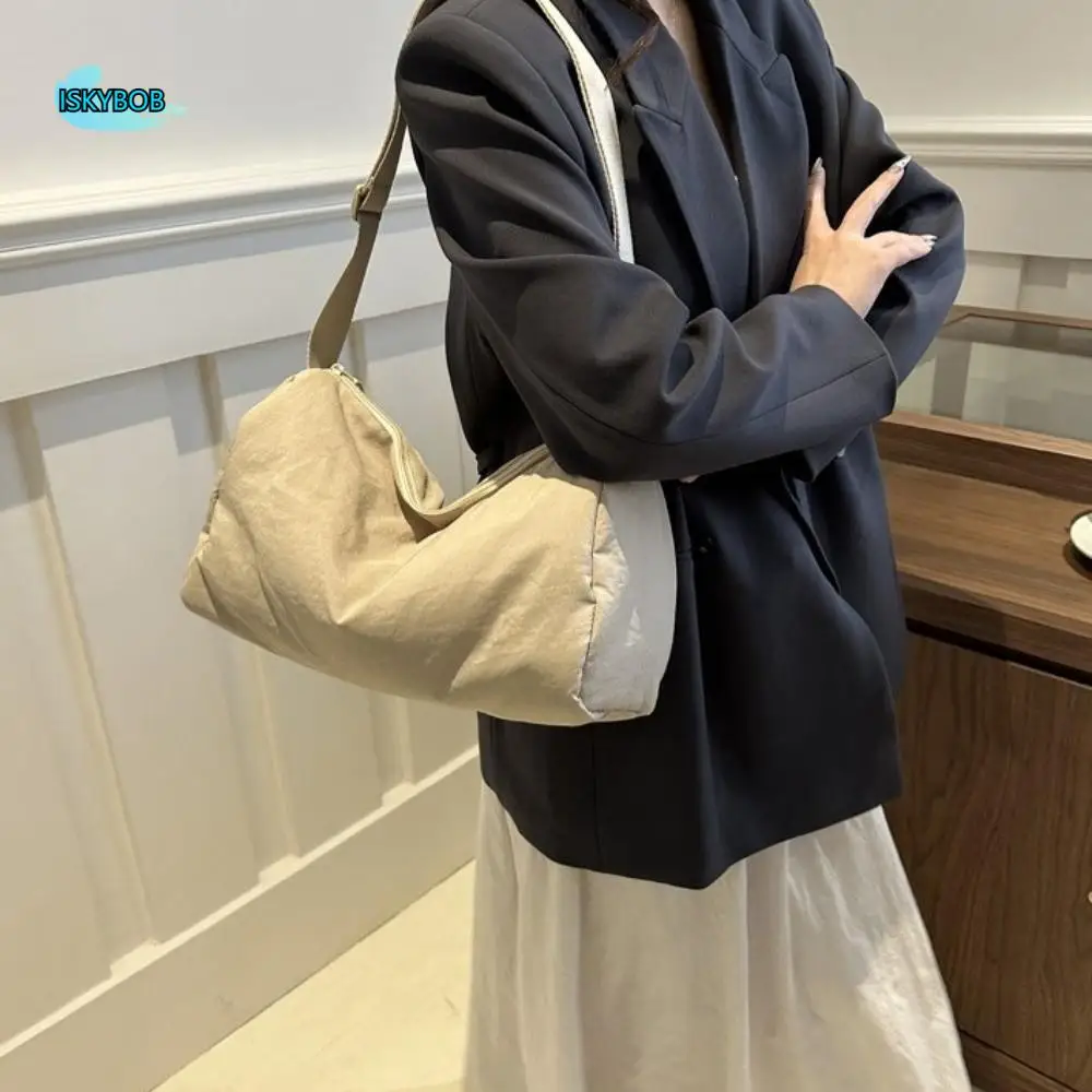 حقيبة كتف متعددة الاستخدامات على الطراز الياباني، سعة كبيرة، لون سادة، حقيبة كروس بسيطة، حقيبة هاراجوكو خفيفة الوزن من القماش