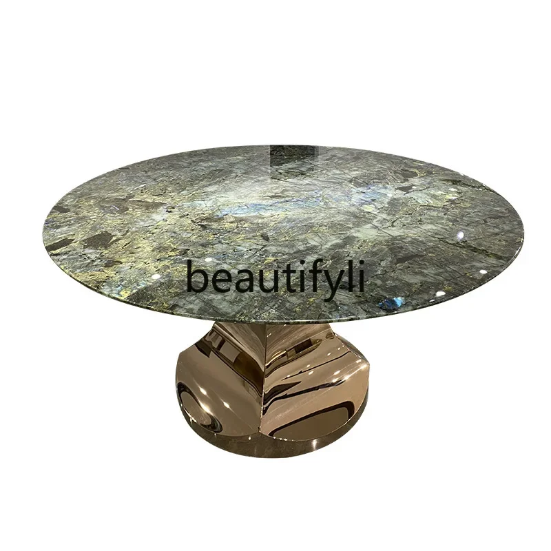 

Luxury stone high-end minimalist designer dining table sapphire living room combination size apartment