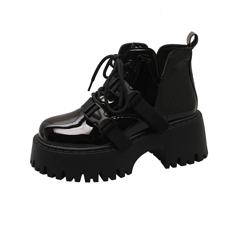 Shoes for Women 2023 Cross-tied Women\'s Boots Fashion Belt Buckle Casual Boots Women New Round Toe Ankle Boots Platform Shoes