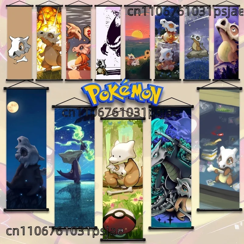 

Adorable Cubone Scroll Hangings, Hi - Qual., Capture Heartwarming Charm, for Fans, Add Pokémon Nostalgia To Decor
