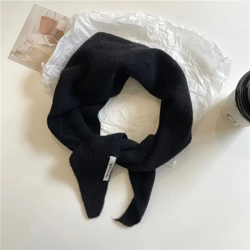 Koreanischer Streifen-Dreiecksschal aus 100 % Wolle, dreieckiger Schal für Männer und Frauen, britisches Nischen-Kopftuch, gestrickt, multifunktionaler warmer Schal – Detail 14