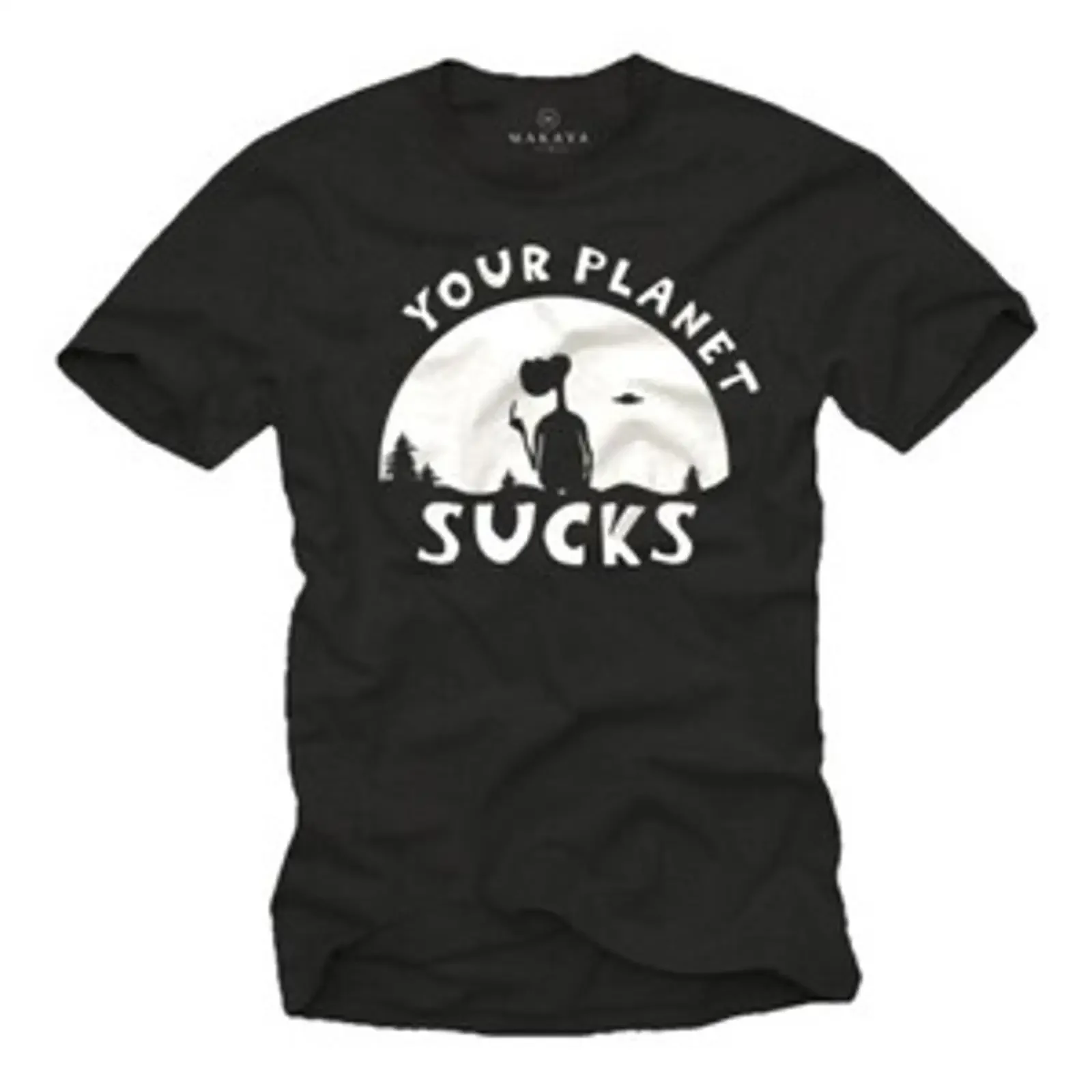 Alien T Shirt Jungs Männer Herren Coole Nerd Geschenke Sprüche Your Planet Sucks vintage Washed streetwear graphic Slightly