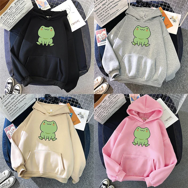 2024 Autumn Hoodie Women's Casual Hooded Sweatshirt Creative Hoodie Matching Streetwear Pattern Frog High Quality HoodieCYXX163