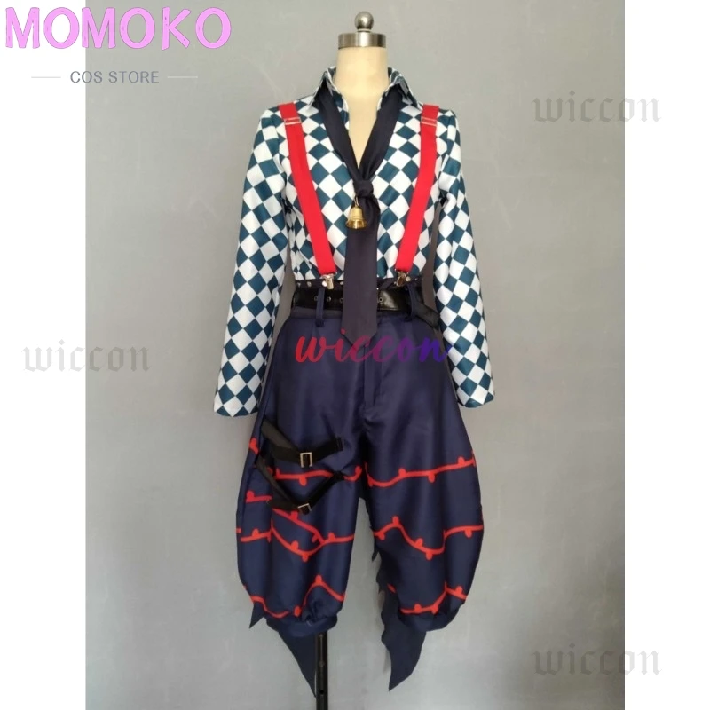 لعبة الشيطان بتلر لاتو باكا أزياء تنكرية لاتو زي مع جرس 1 متر شعر مستعار للهالوين كرنفال لعب الأدوار للرجال والنساء