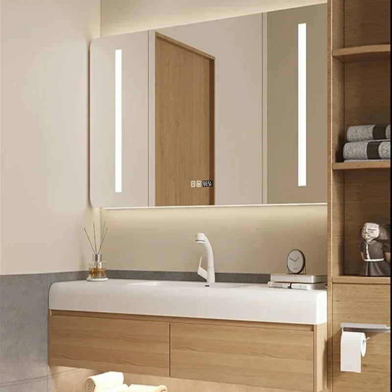 c13-Rock Panel Bathroom Cabinet Vanity with Sink Smart Toilet Storage Mirror Cabinets Fashion Home Furniture Meuble Evier