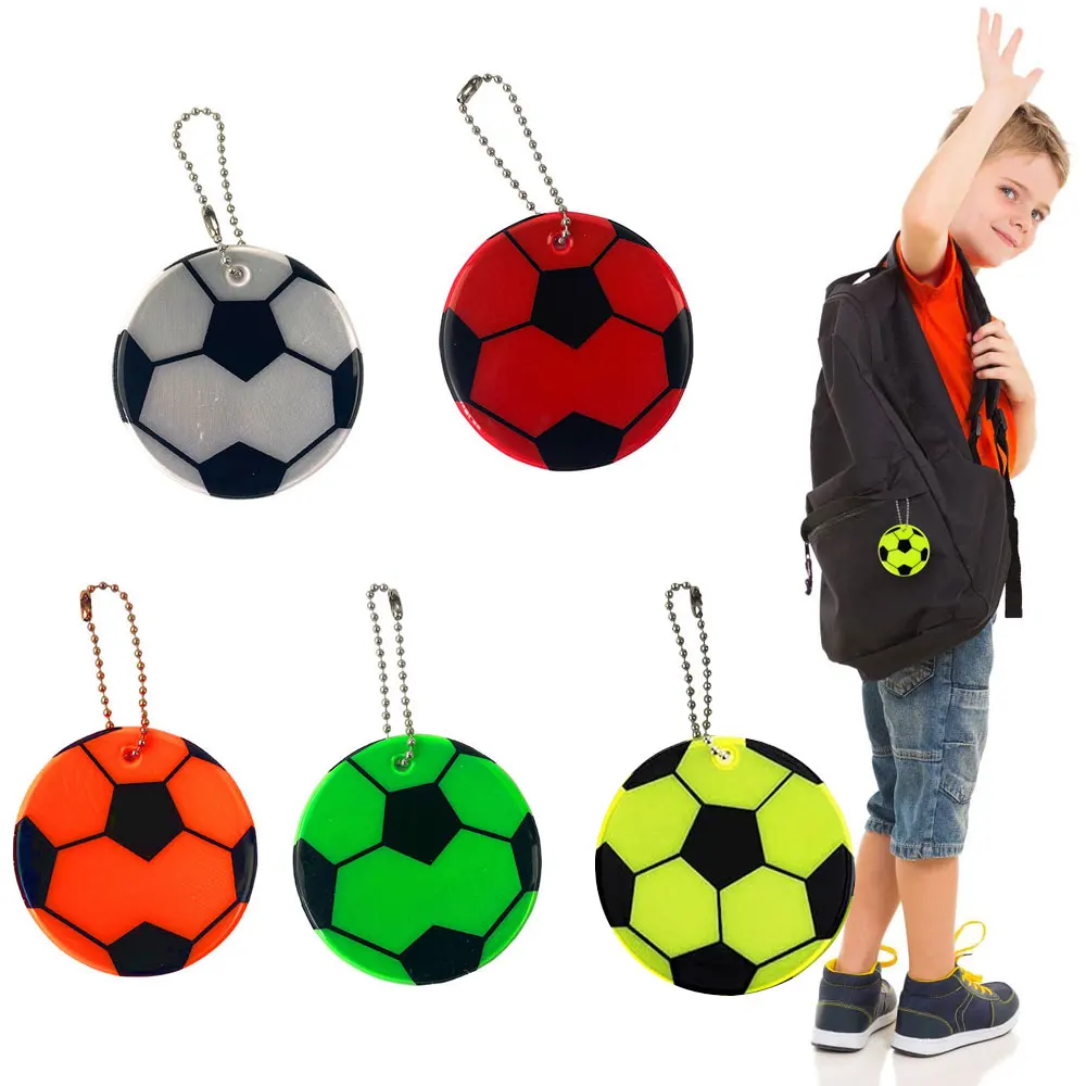 6cm Football Keyrings Reflective Keychain Reflector Bag Pendant High Visibility Traffic Visible Safety 2024 European Cup Props