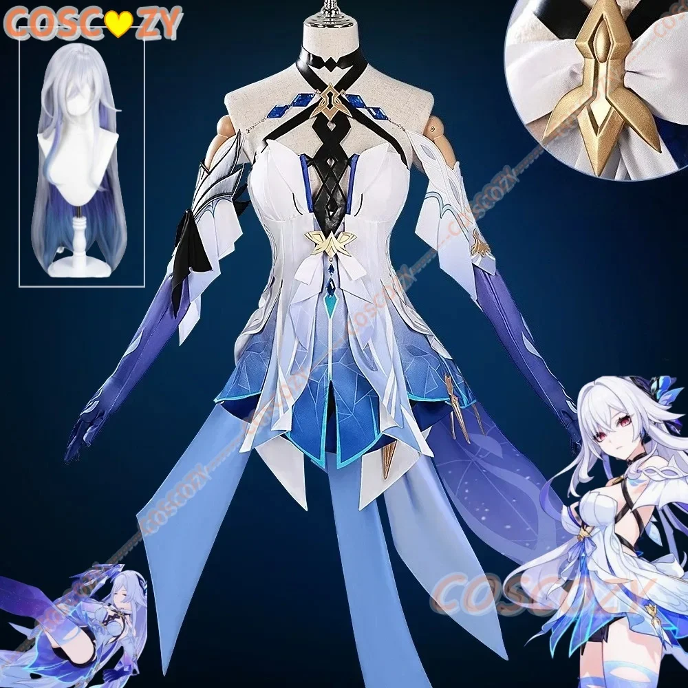 

Game Genshin Impact New Skin Skirk Cosplay Costume Wig Dress Swordswoman Neckwear Tartaglia's Master Abyss Halloween Outfits