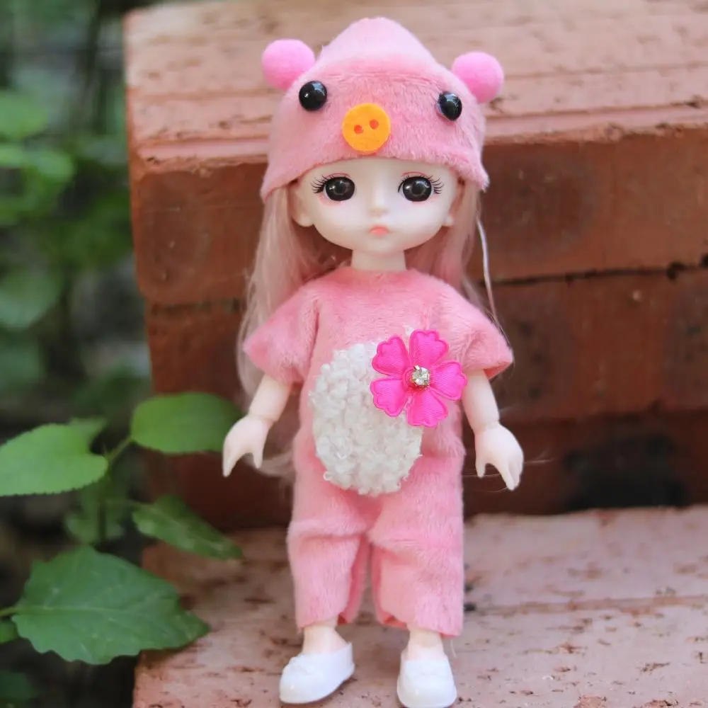 Muñeca BJD con ropa y ropa, Mini muñeca de niña con 13 articulaciones móviles, con ropa y zapatos, ojos azules, 1/12