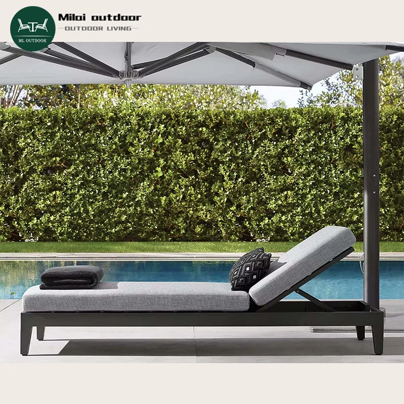 

Modern Outdoor Aluminum Lounge Chair Waterproof Sun Terrace Furniture With Iron Fabric For Garden Patio Hotel Villa Exterior Use