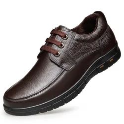 Hot Sale Soft Sole Lace-up Luxury Brand Middle-aged Old Man Dad Lightweight Loafers Shoes Men Genuine Leather Casual Shoes