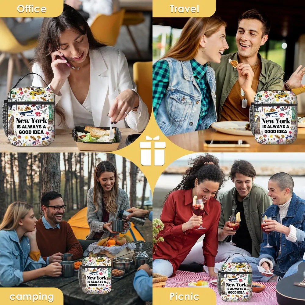 صندوق غداء مدينة نيويورك للنساء والرجال، حاوية طعام معزولة للنساء، حقيبة غداء حرارية للأطفال #6