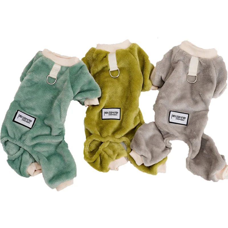 

Fleece Pet Dog Clothes Warm Dog Hoodie Jumpsuit Pajamas Winter Green Gray Onesie Romper For Small Dogs Yorks Puppy Overalls Suit