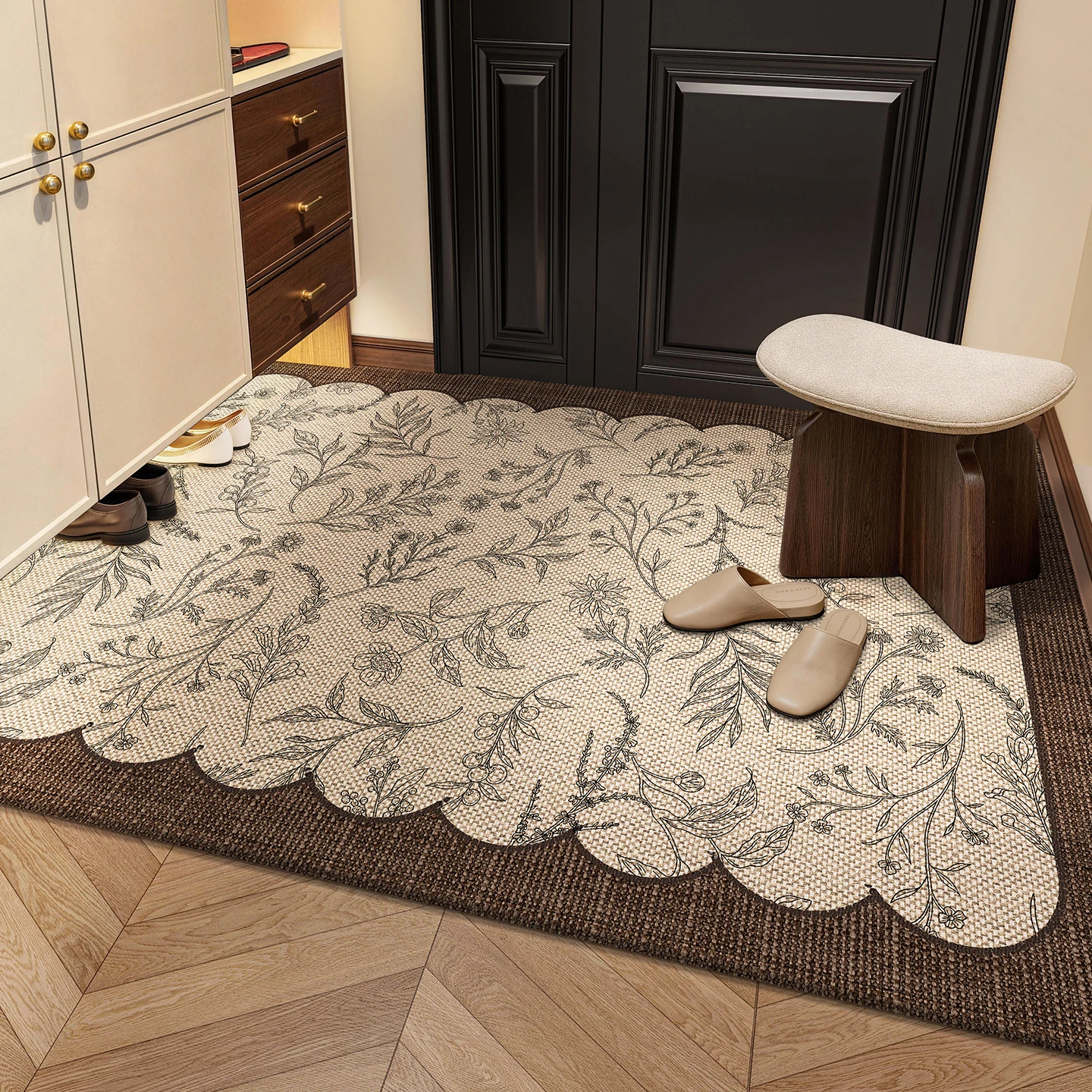 New door floor mat light luxury high-end indoor door floor mat wear-resistant dirt-resistant  easy to take care of ring velvet