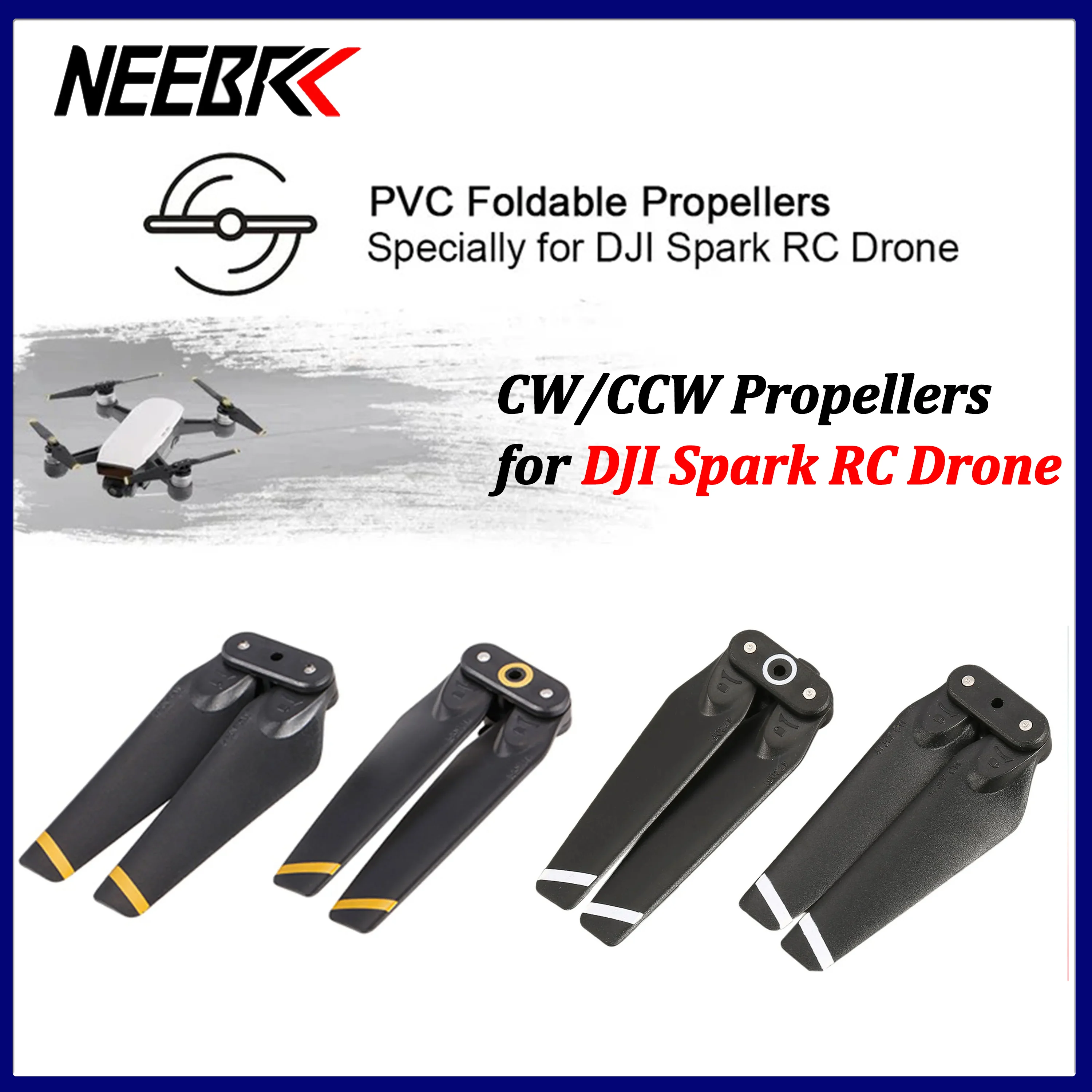 2/4 Paar NEEBRC PVC Faltbare Propeller CW/CCW Geräuscharme Ersatzflügel für DJI Spark Quadcopter Renndrohnen-Zubehör