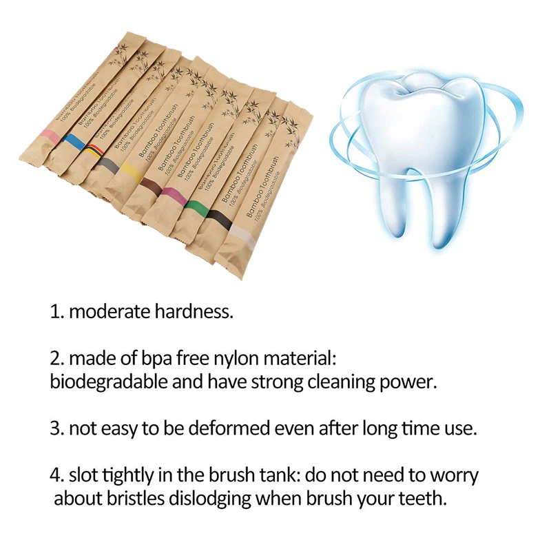 Colorful Toothbrush Natural Bamboo Tooth Brush Set Soft Bristle Charcoal Teeth Eco Bamboo Toothbrushes Oral Care