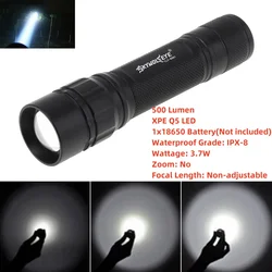 SKYWOLFEYE 500 Lumen 3 Modes XPE Q5 LED 18650/14500 Battery Waterproof Flashlight Focus Lamp for Hiking / Night Fishing /Camping