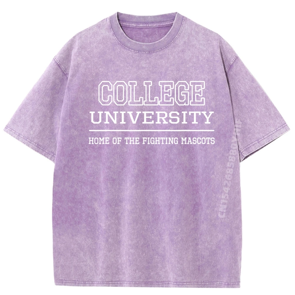 

College University Fun Generic Education Tops & Tees Loose Graphic Tshirts Crazy Short Sleeve Cotton Fabric Man T Shirt Washed