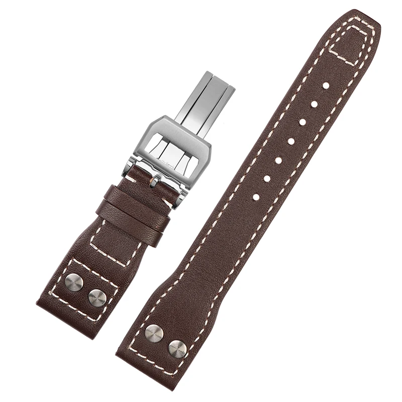 dla IWC Big pilot Spitfire fighter Little Prince Mark 18 pierwsza warstwa skóry bydlęcej z gwoździami męska bransoletka na rękę 21 22mm