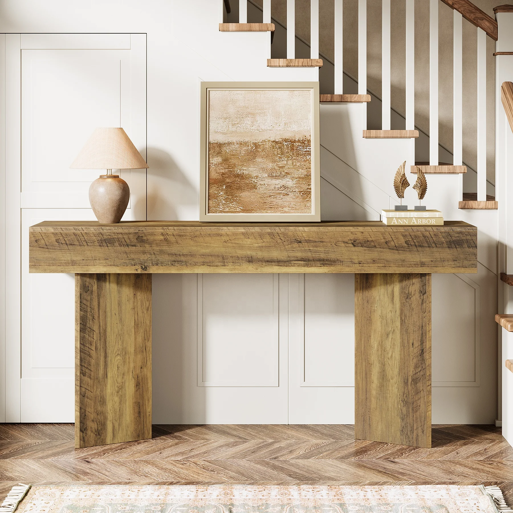 Tribesigns 63-Inch Farmhouse Console Table, Narrow Long Sofa Table Behind Couch, Wood Entry Console for Entryway