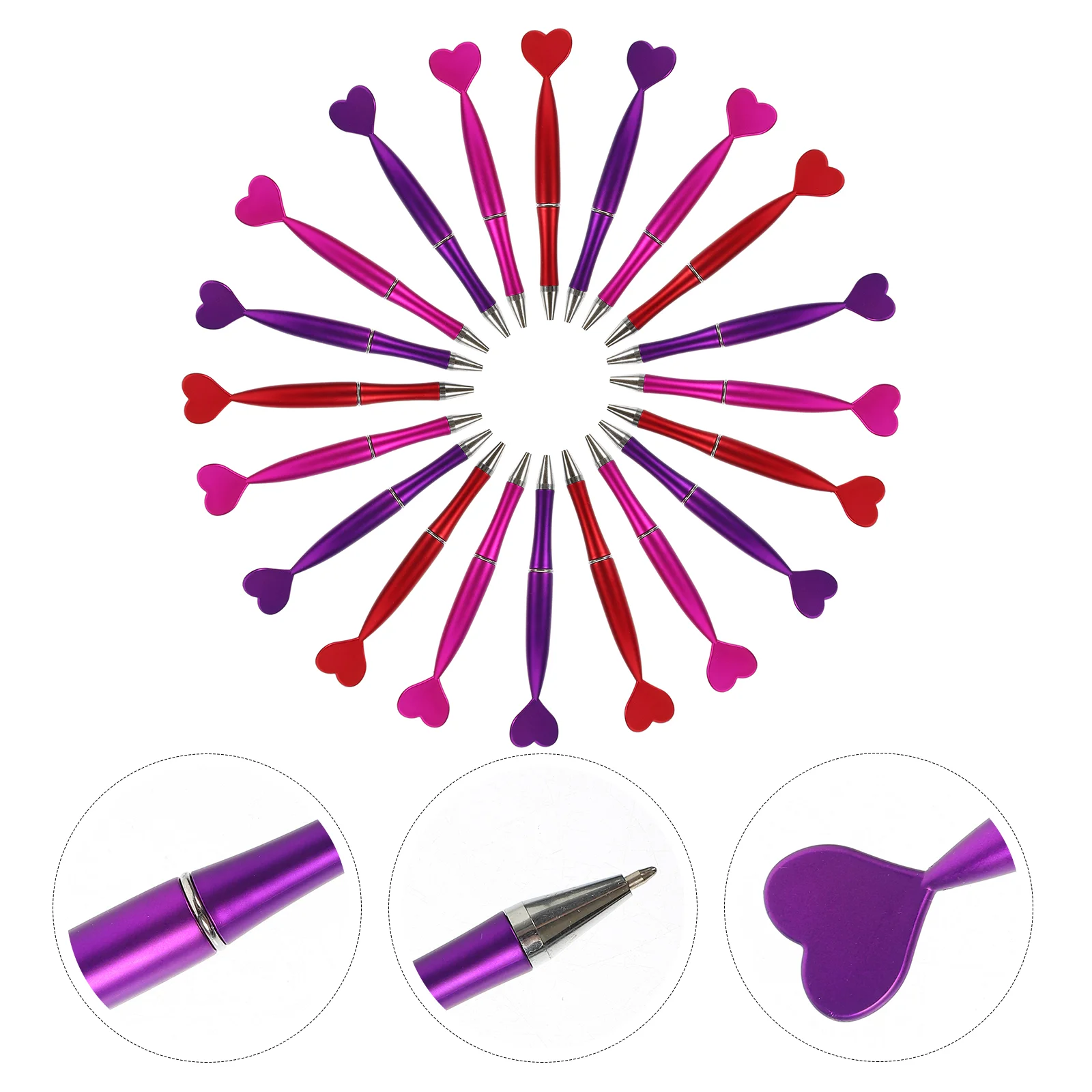 

48 Pcs Heart Shaped Ballpoint Pen Pens Writing Household Daily Portable Ergonomic Abs Plastic; Pearlescent Paint Students