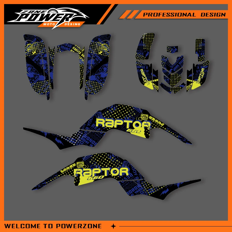 Powerzone Custom Graphics Decals Stickers Kit For YAMAHA RAPTOR 660 For RAPTOR 660 660cc Motorcycle 02