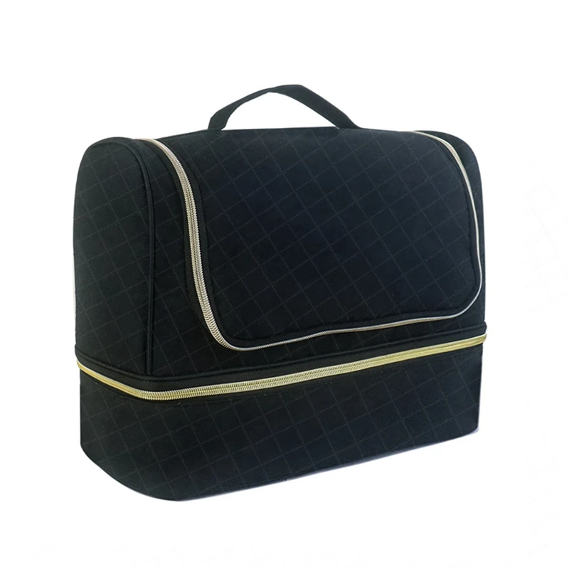 

Curling Iron Double Layer Storage Bag Portable Suitcase Accessory Bag Cosmetic Travel Cases