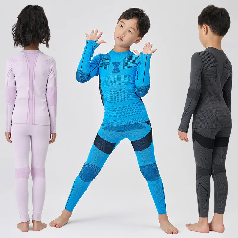 

Kids Football Sets Children Boy Girl Compression Basketball Running Exercise Skiing Sports Bottoming Top Tee + Legging Pant 66