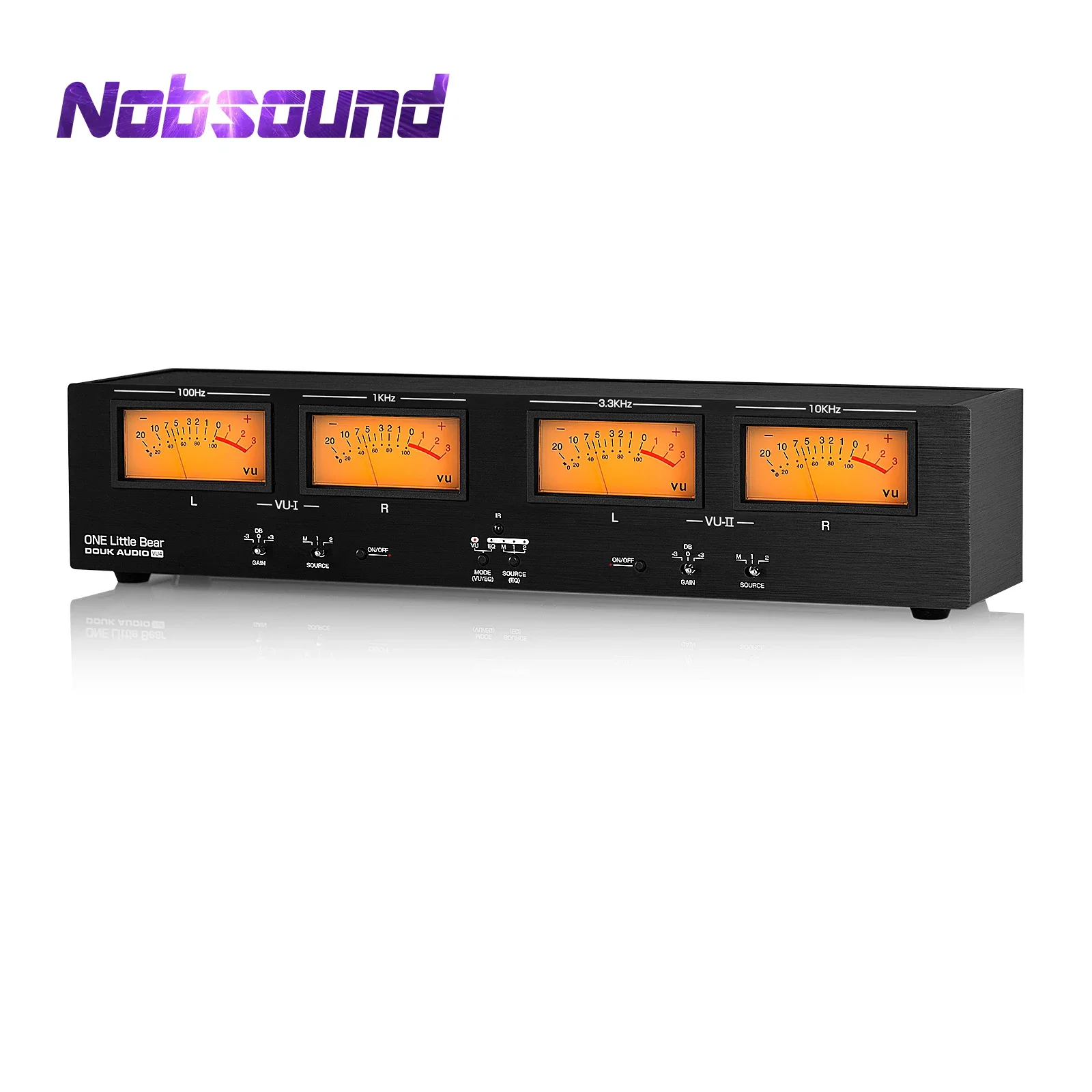 Nobsound Four Analog VU Meter MIC+LINE Sound Level Indicator RCA/XLR Switcher Box Audio Splitter Adapter Stereo Music Spectrum