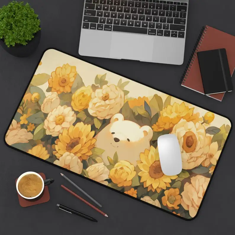 

Aesthetically Pleasing Table Mat, Cute Animal Mouse Pad, Cute Kawaii Bear Mouse Pad, Cute Floral Table Mat, Tabletop Accessories