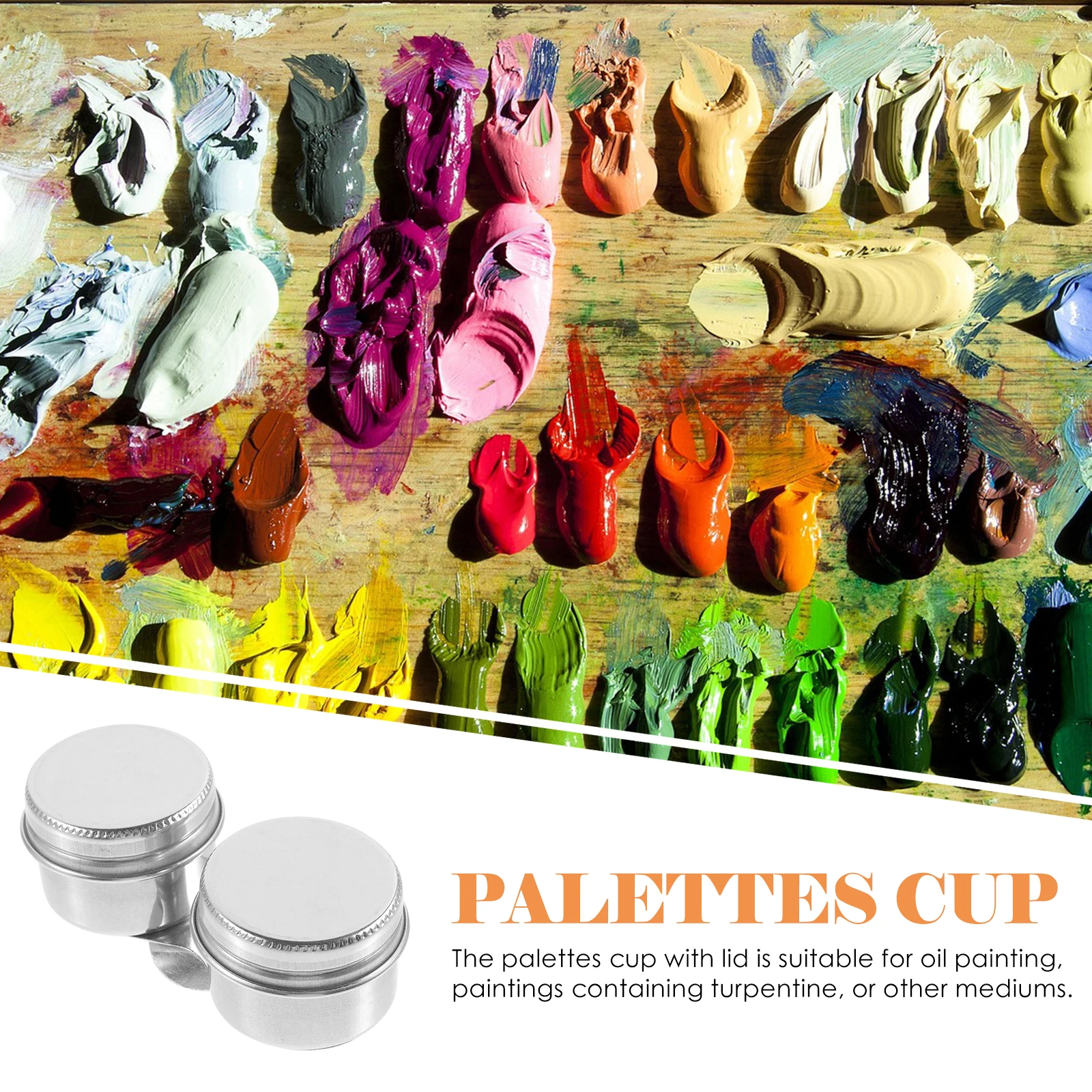 

Double Oil Palette Cup Stainless Steel Portable Palette Lid Prevent Spill Evaporation Painting Tools for Artists